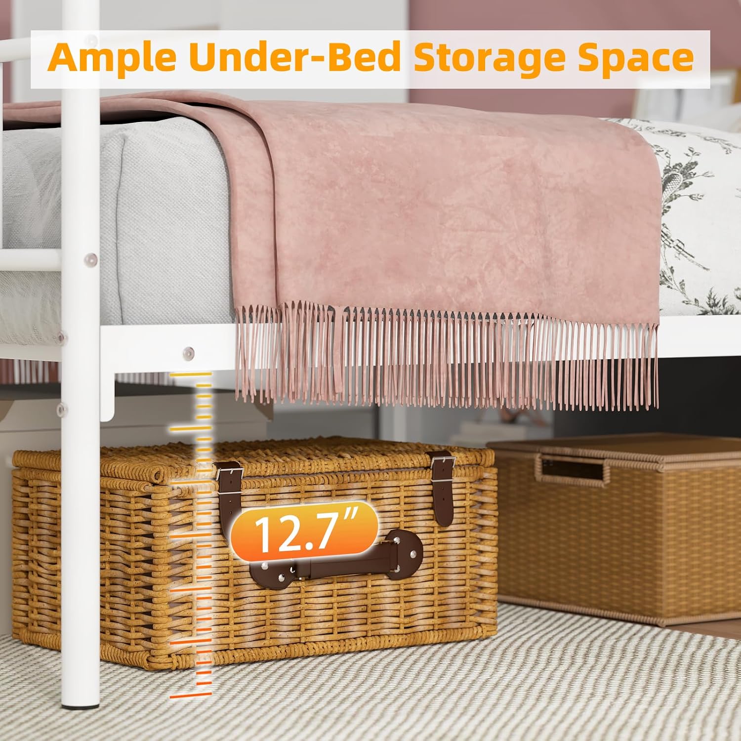 Weehom Twin Canopy Bed Frame with Headboard and Footboard, 4 Posters Metal Bed Frame, No Box Spring Needed, Mattress Foundation Platform Bed for Kids and Adults, White