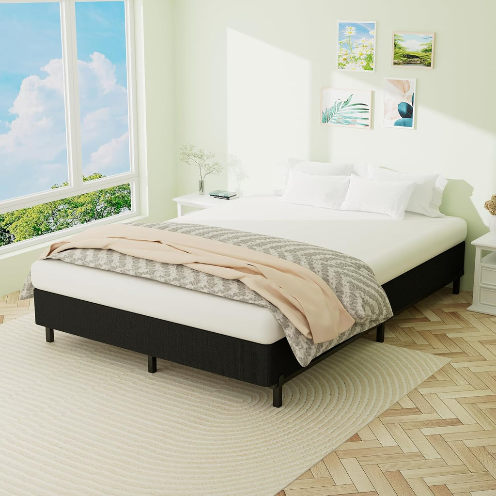 Superay Full Box Spring, 10 inch Box Spring for Full Bed, Heavy Duty Metal Bed Frame with Fabric Cover, 3000lbs Max Weight Capacity Bed Base Mattress Foundation, Easy Assembly, Noise Free, Black