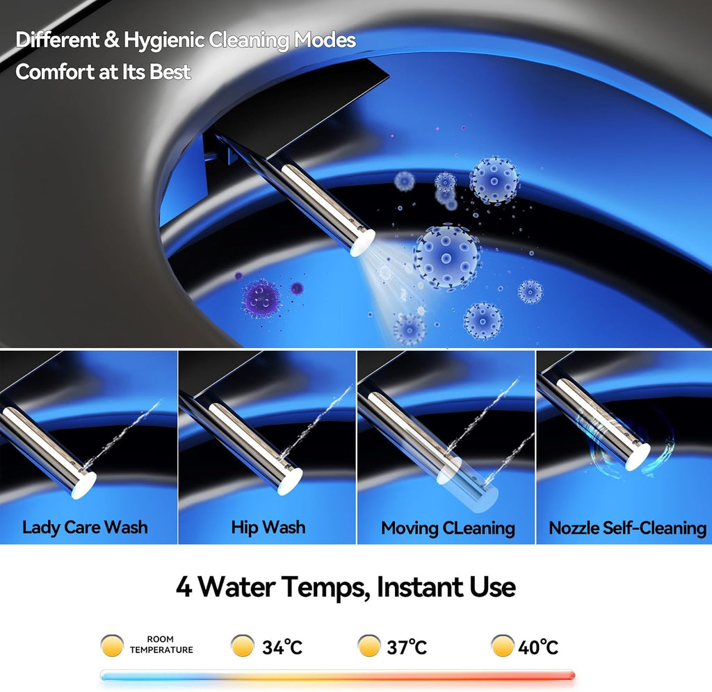 One Piece Toilet,Smart Toilet with Bidet Built In,Ceramic Toilet with Dryer and Warm Water, Intelligent Toilet Auto Open/Close Seat,Heated Seat,Black