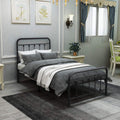 DUMEE Metal Twin Bed Frames with Vintage Headboard and Footboard Sturdy Premium Steel Slat Support No Box Spring Needed, Textured Black