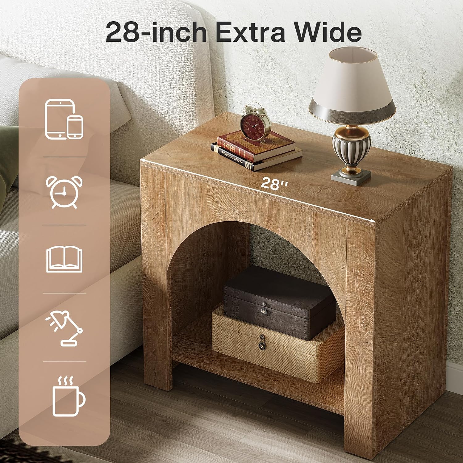 Tribesigns Nightstand Set of 2 with Storage, Large Bedside Table Set of 2 for Bedroom, Farmhouse Night Stand with Wooden Base, Wooden Side End Table for Bedoom, Accent Furniture, Easy Assembly
