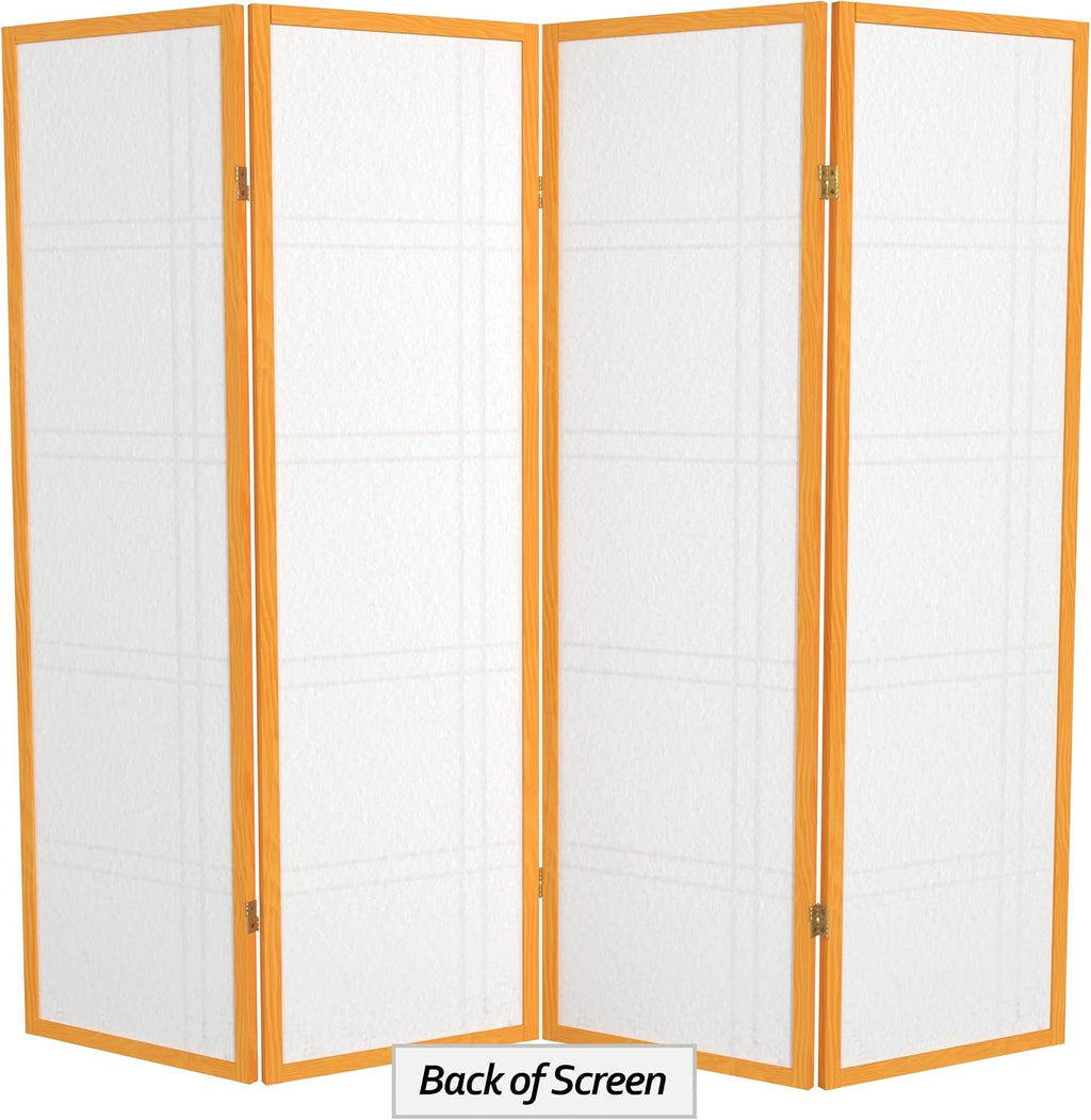 Red Lantern 5 ft. Tall Double Cross Shoji Screen - Honey - 4 Panels