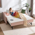 Twin to King Daybed with Trundle, USB Ports Soft Upholstered Daybed with Pop Up Trundle Bed Twin, Modern Extendable Day Bed Frame for Girls Bedroom Living Room Guest Room Small Places Blush Pink