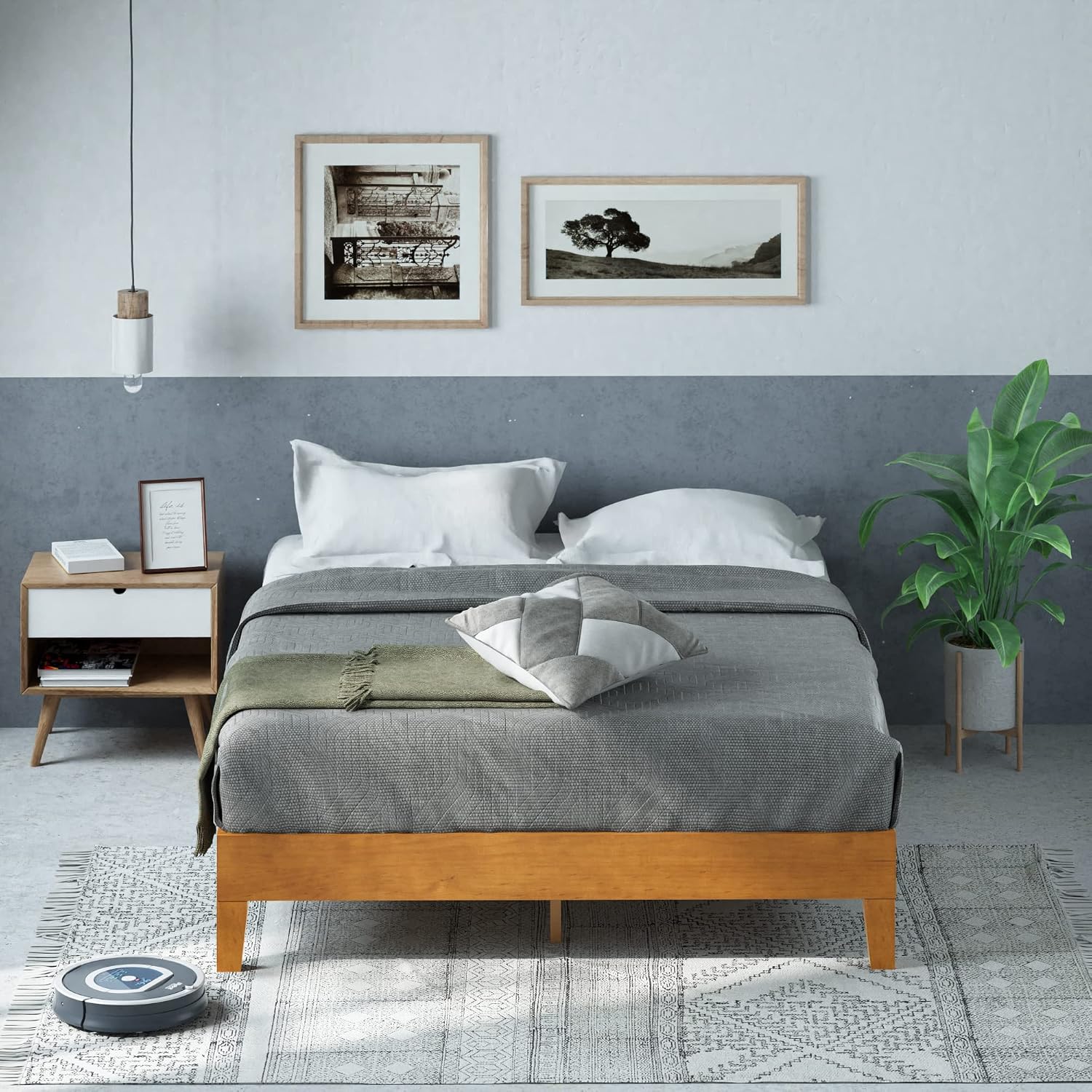 Zinus Alexis Deluxe Wood Platform Bed Frame, Solid Wood Foundation, No Box Spring Needed, Wood Slat Support, Easy Assembly, Rustic Pine, Twin