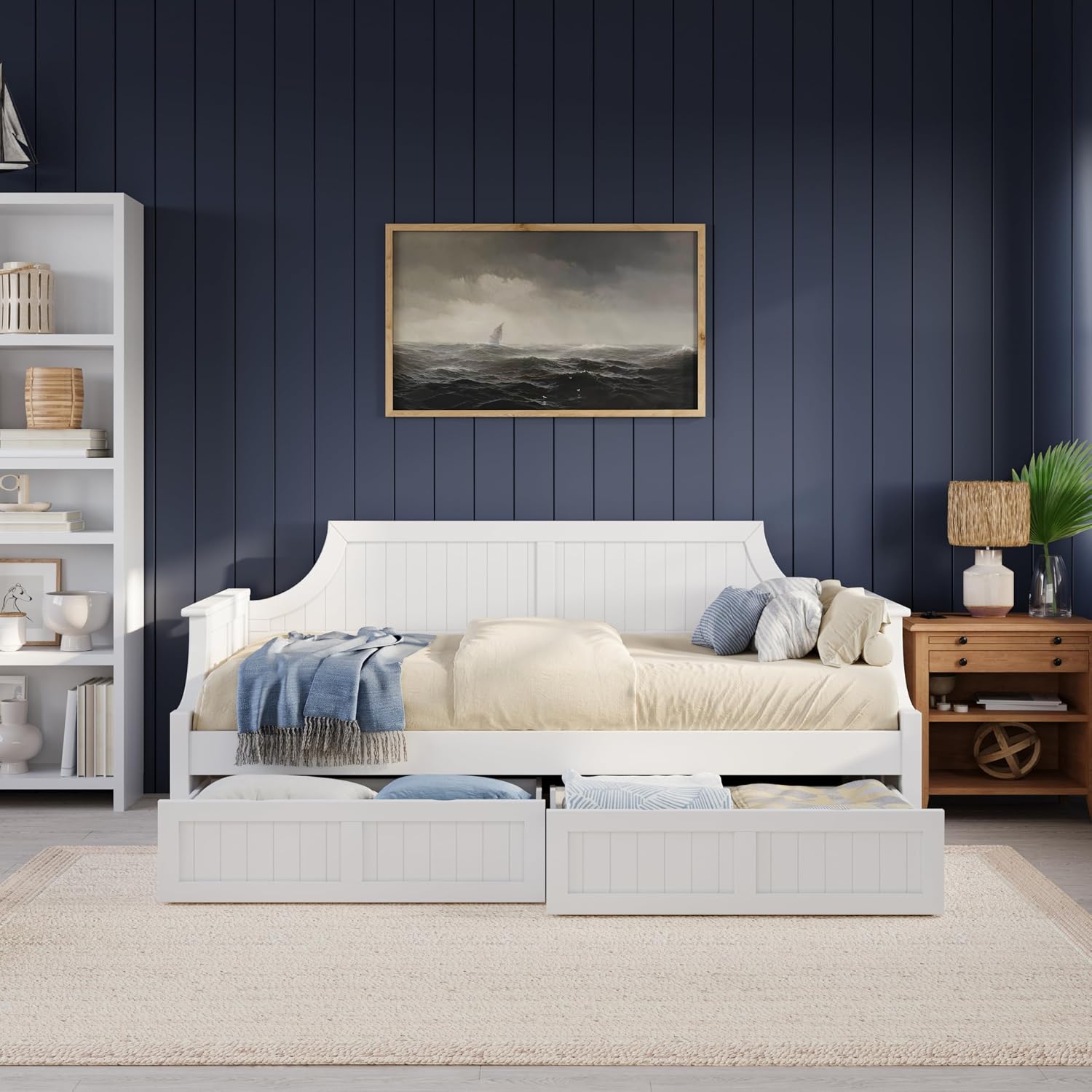 AFI Cambridge Twin Wood Daybed with Set of 2 Drawers in White