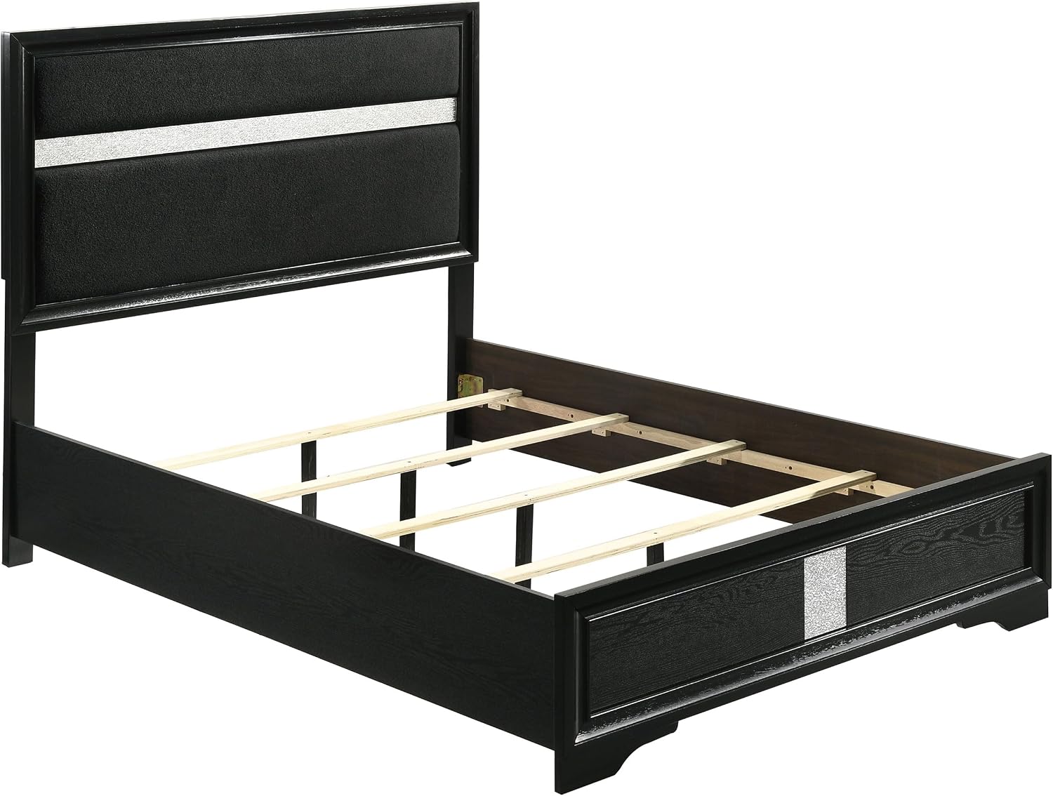 Coaster Home Furnishings Miranda Contemporary 5-Piece Bedroom Set Fabric Upholstered Full Size Panel Bed Frame 54-inch Headboard Black 206360F-S5