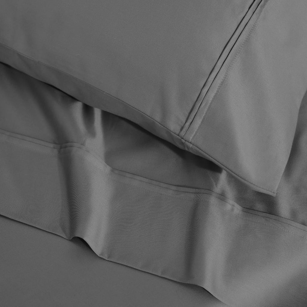 Superior 1200 Thread Count Egyptian Cotton Sheet Set, Bedroom Sheets, Modern Home Essentials, Luxury Bedding, 1 Elastic Deep Pocket Fitted Bed Sheet, 1 Flat Sheet, 2 Pillowcases, Full, Charcoal