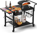 Leteuke Pizza Oven Table, Grill Cart Table for Blackstone Griddle, Outdoor Pizza Oven Stand Fits Ninja, Cuisinart, Gozney, Solo Stove, BBQ Prep Tables Station with Seasoning Tray, 47'x27.5'x30'