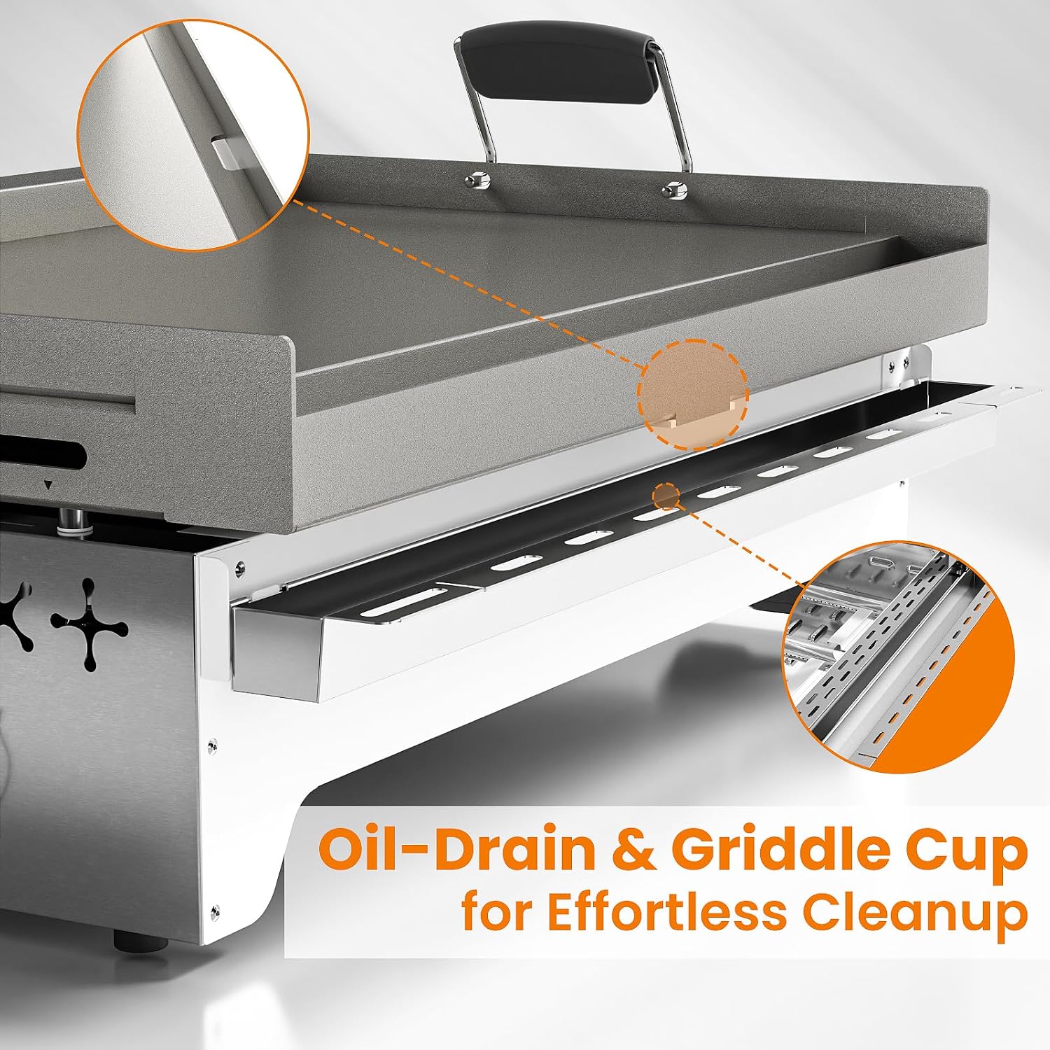 WAA Portable Propane Griddle, 32,000BTU Tabletop Portable Propane Gas Grill with 4 Burners, Stainless Steel Flat Top Grill, Outdoor Cooking for Tailgating,Camping, RVs, BBQ, Patio, Silver