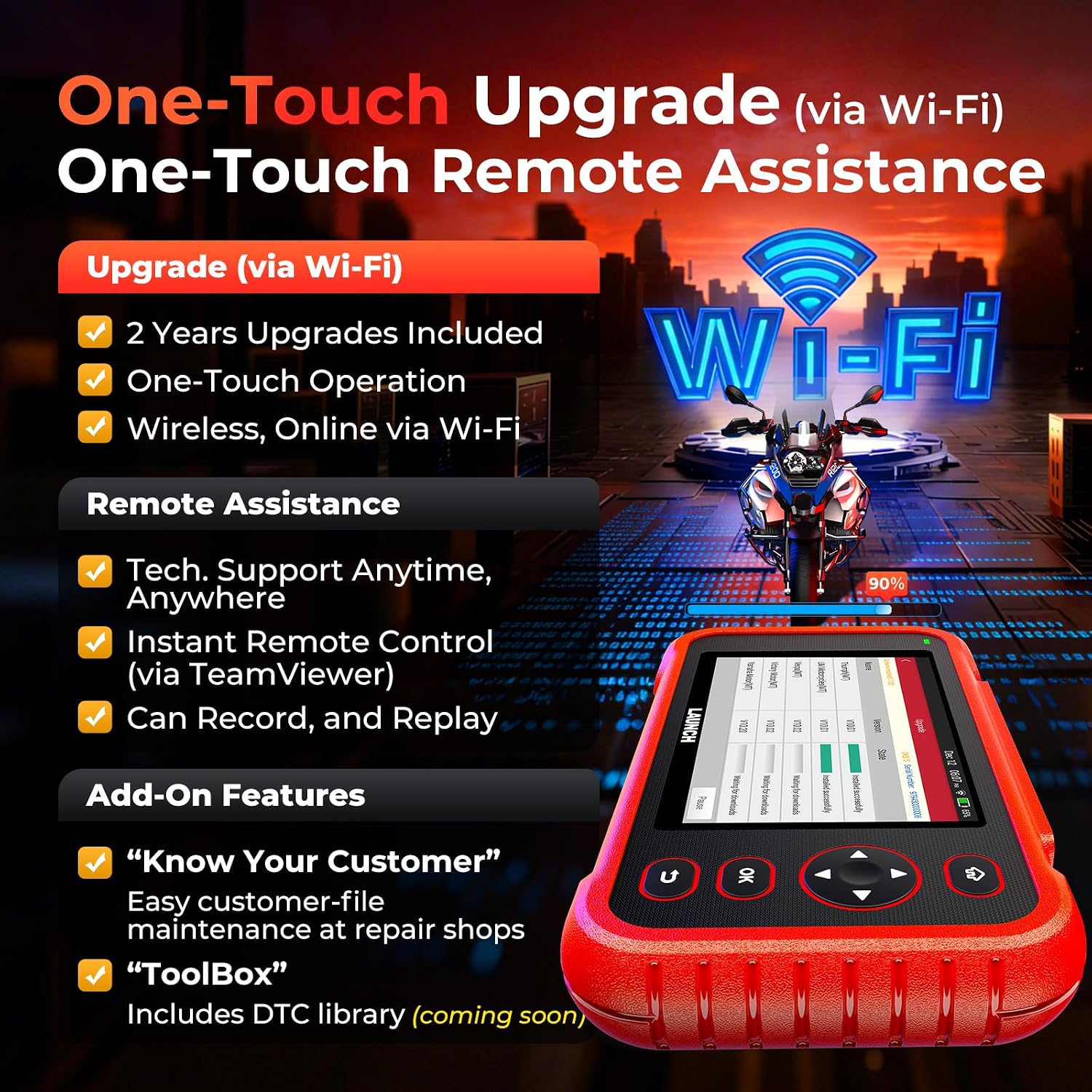 Launch CRP129 MT Pro Motorcycle Scanner, OE All System Bidirectional Active Tests, Resets for Harley Honda Yamaha Kawasaki Indian Suzuki Polaris Victory, 38+ Brands, 11 Languages, 2 Years Upgrades