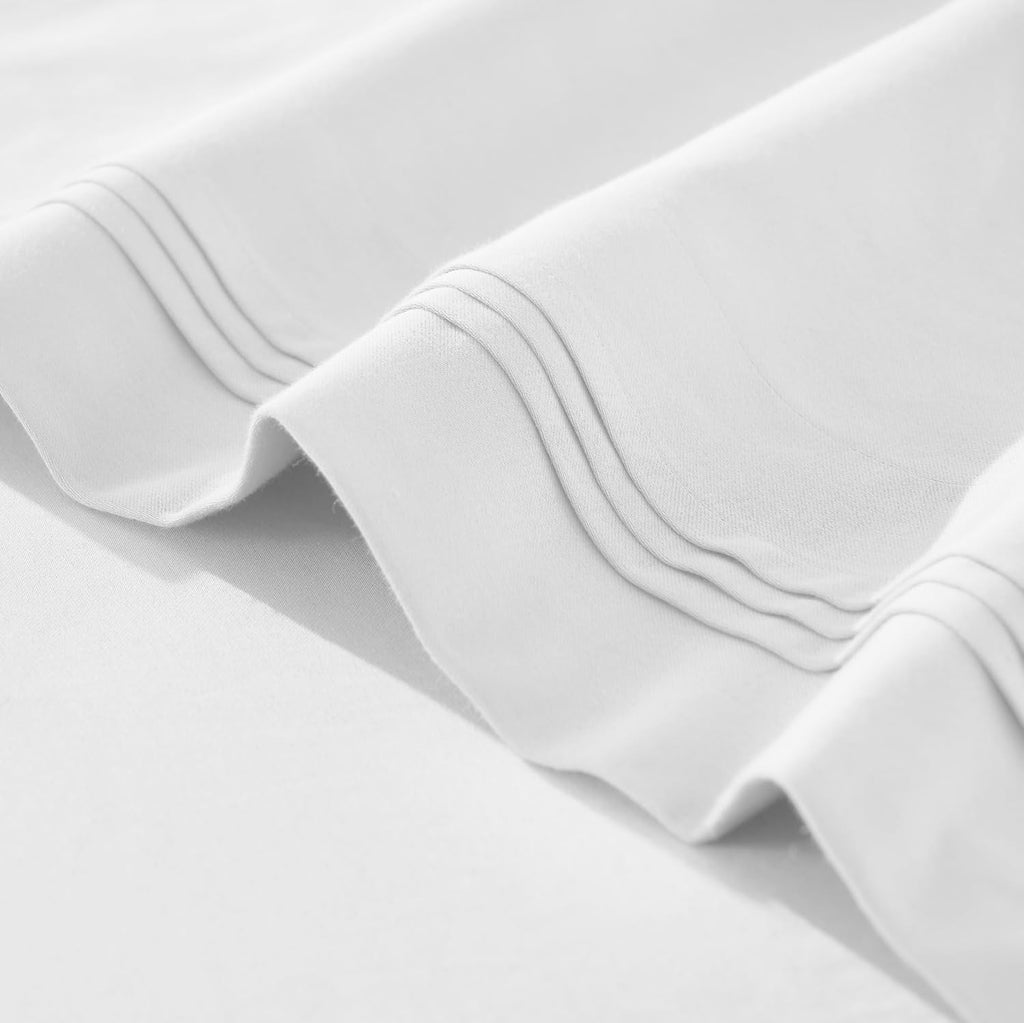 Superior Egyptian Cotton 4 Piece Sheet Set, 650 Thread Count, Modern Design, Sustainable Sheets, Ultra-Soft Basics, Solid, Deep Pocket Fitted Sheet, Flat Sheet, Pillowcases, King, White