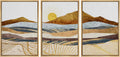 wall26 Framed Canvas Print Wall Art Set Gold Wave Geometric Mountain Range Nature Wilderness Illustrations Modern Art Decorative Landscape Zen for Living Room, Bedroom, Office - 16'x24'x3 Natural