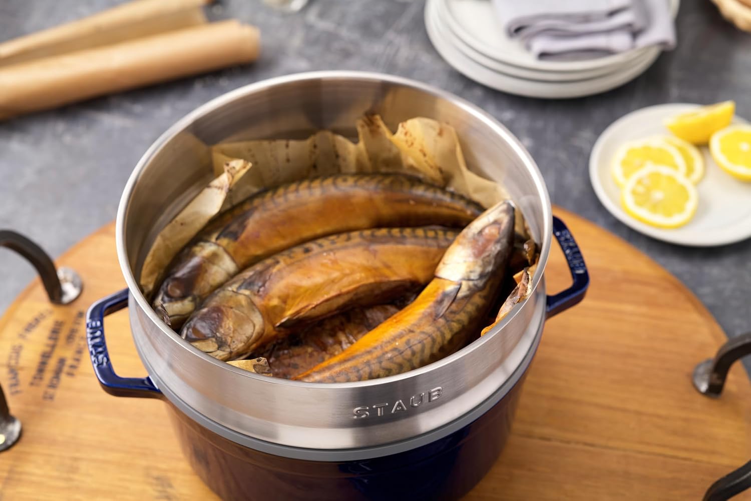 STAUB Cocotte with Steamer Round 26cm Dark Blue