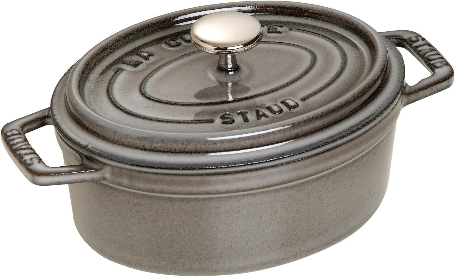 Staub La Cocotte Oval 40509-477 Pico Cocotte Oval Gray 5.9 inches (15 cm) Small, Both Handed Casting, Enameled Pot, Induction Compatible, Japanese Authentic Product