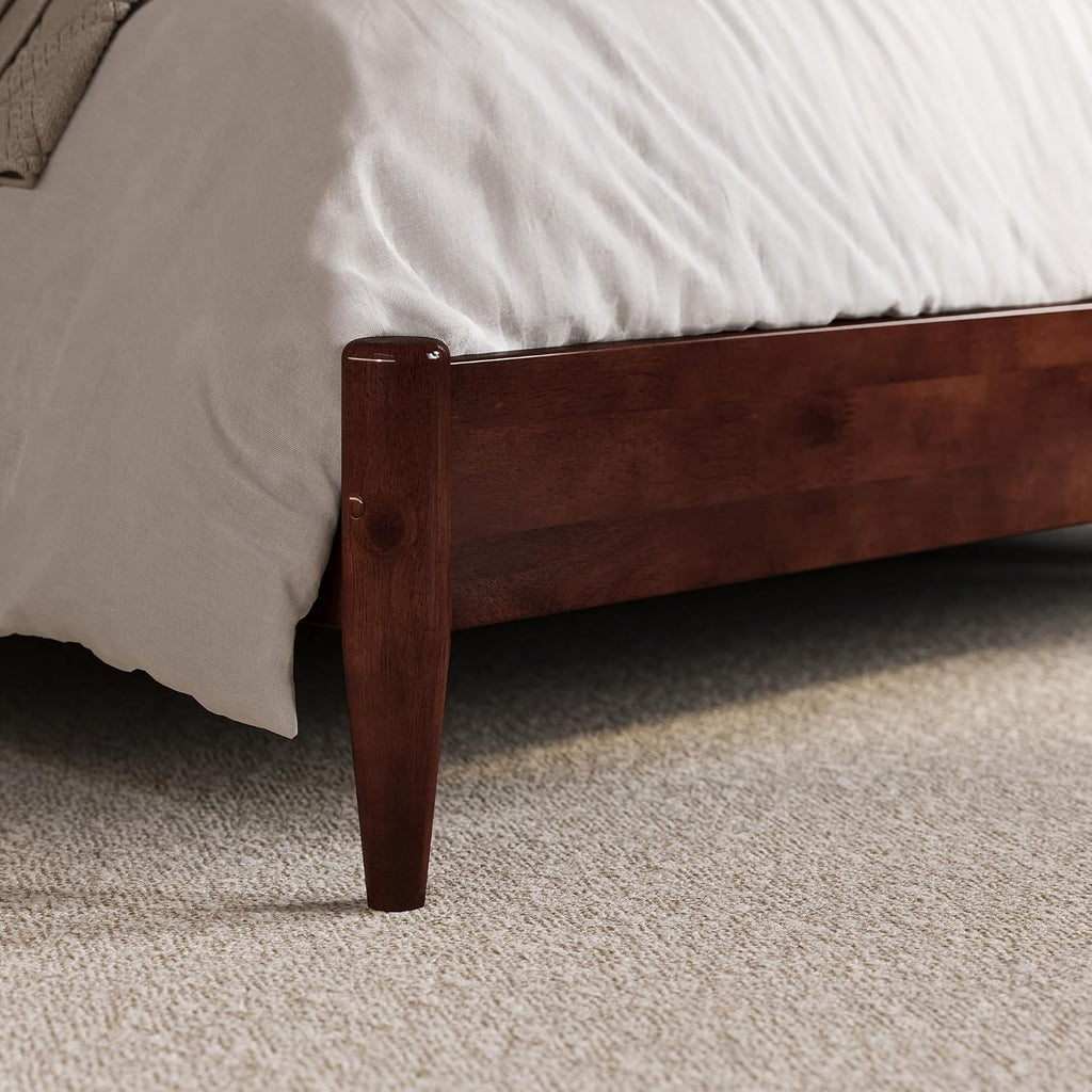 AFI, Charlotte Queen Solid Wood Low Profile Platform Bed, Walnut