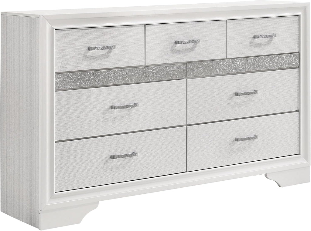 Coaster Home Furnishings Miranda Contemporary 5-Piece Bedroom Set Twin Size Storage Panel Bed Frame 50-inch Headboard White 205111T-S5