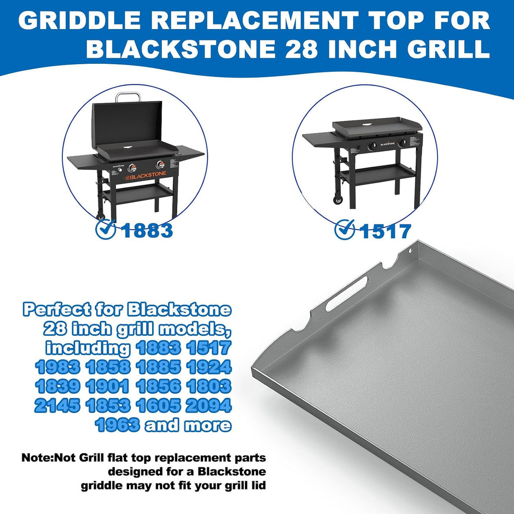 Flat Top Griddle for Blackstone 28 Inch Tabletop Griddle Heavy Duty Steel Grill Pan Replacement Top Part w/Rear Grease System for Blackstone 1517 1883 1924 1853 1963 Accessories