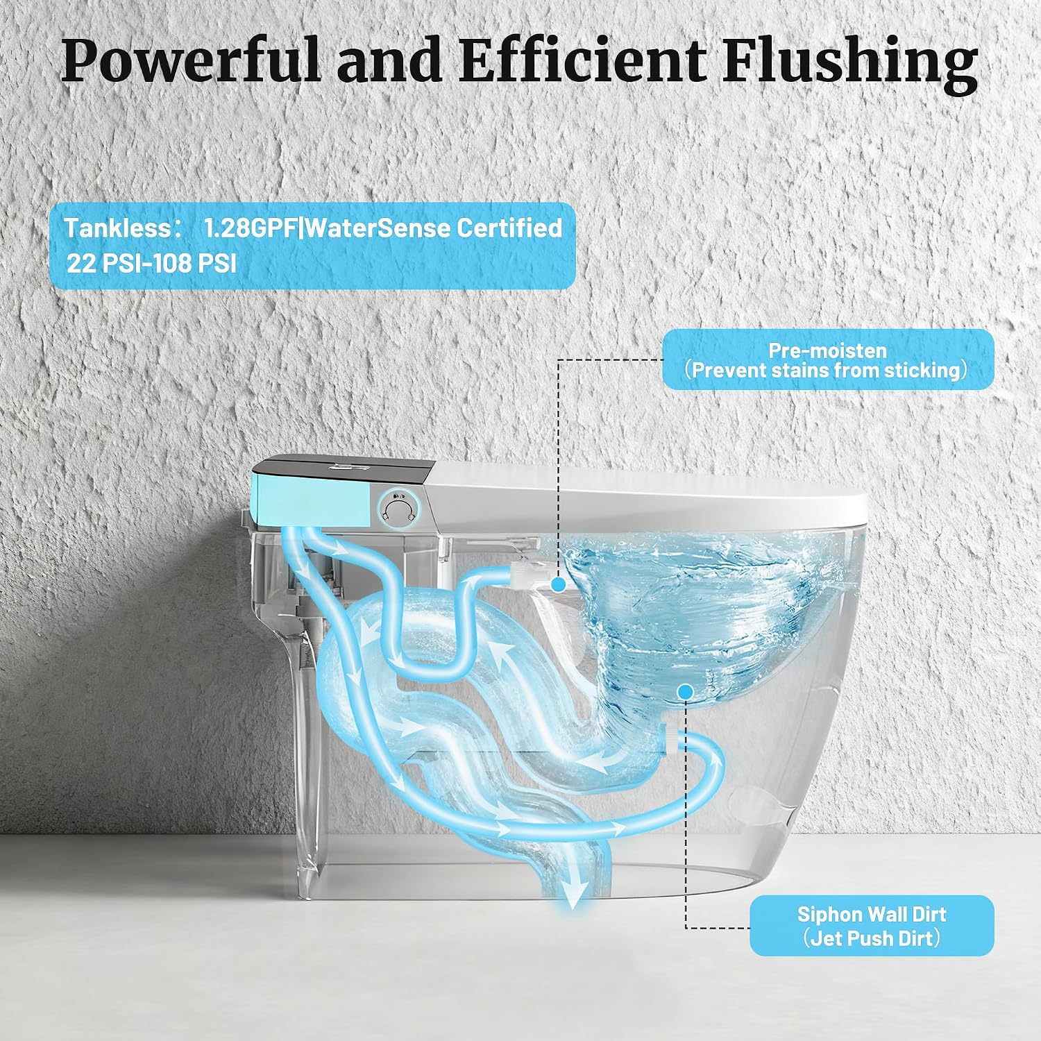Smart Toilet with Elongated Heated Seat, Foot Sensor, Dual Auto Flush, One Piece Toilet for Bathroom, Electric Tankless Toilets with Night Light, LED Display & 1000g MaP Flush, 0.8/1.2 GPF
