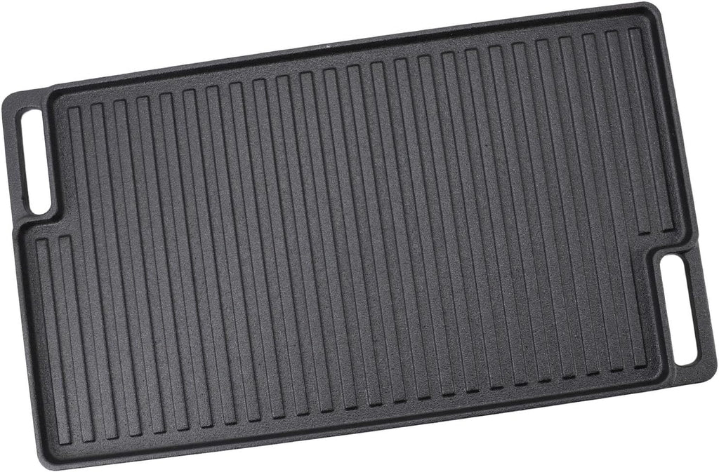Cast Iron Reversible Grill Griddle, Non Stick Flat Top with Handles for Oven, Stovetop, and Grill