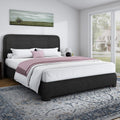 BarnFurin Full Size Bed Frame with Headboard, Boucle Upholstered Platform Bed Frame, Soft Rounded Corners, No Box Spring Required, Easy Assembly, Black
