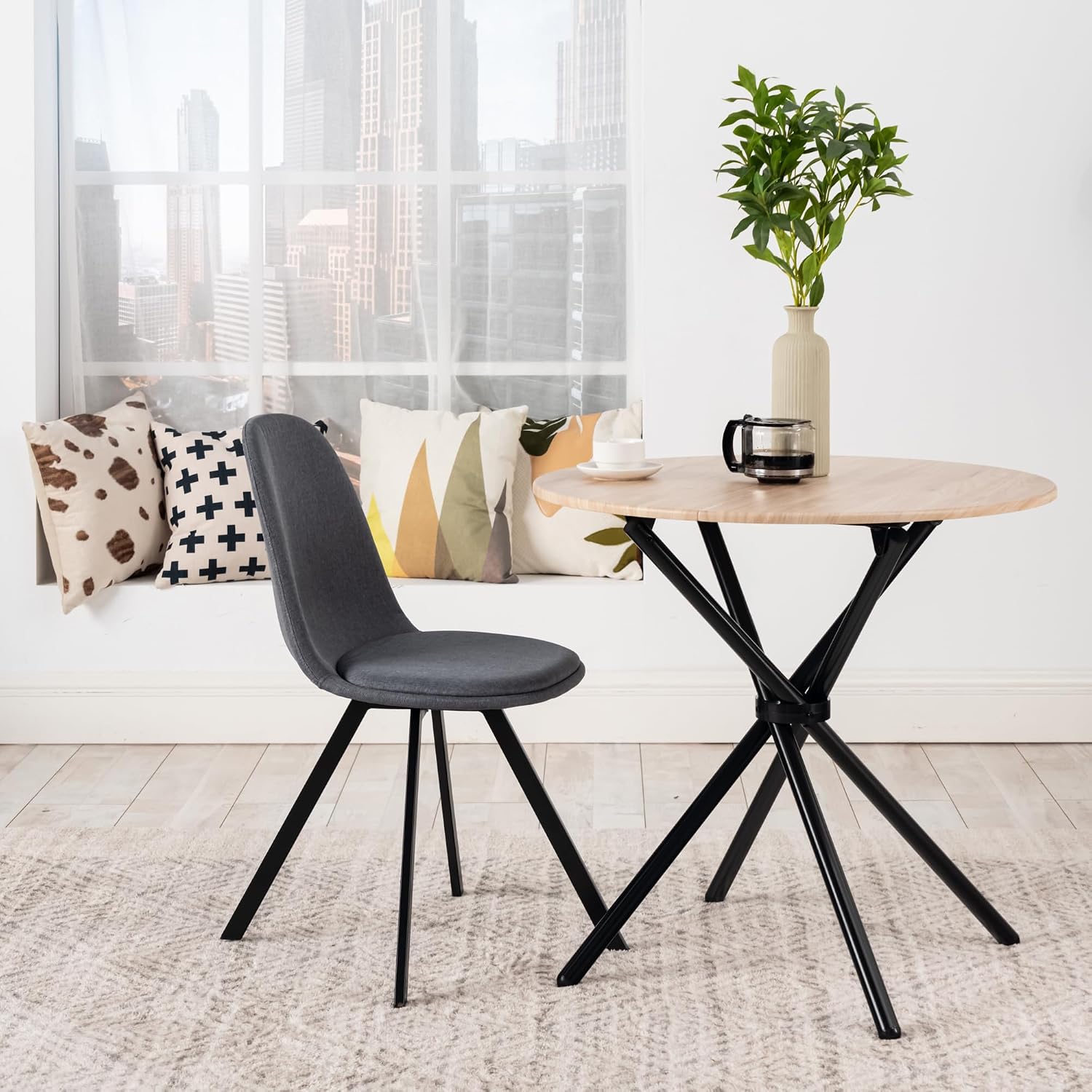 Homy Casa Swivel Dining Chairs Set of 4, 360° Rotating Side Chairs, Mid Century Modern Style Chairs Accent Chairs with Metal Frame for Kitchen, Dining Living Dressing Room, Bedroom, Grey