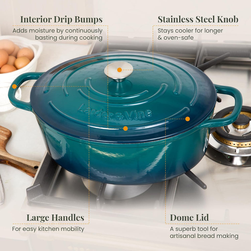 Larder & Vine 20 Piece Cookware Set (Bondi) | Dutch Oven, Utensil Set, Braiser, and Trivets
