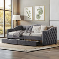 Full Size Daybed with Storage Drawers, Upholstered Daybed with 2 USB Ports, Sturdy Wood Frame,Day Bed for Bedroom
