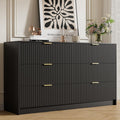 Furniway Black Dresser for Bedroom, Modern Dresser with 6 Drawers and Smooth Slides, Wide Chest of Drawers with Golden Handles for Bedroom, Living Room, Closet, 15.7' D x 55.1' W x 31.4' H