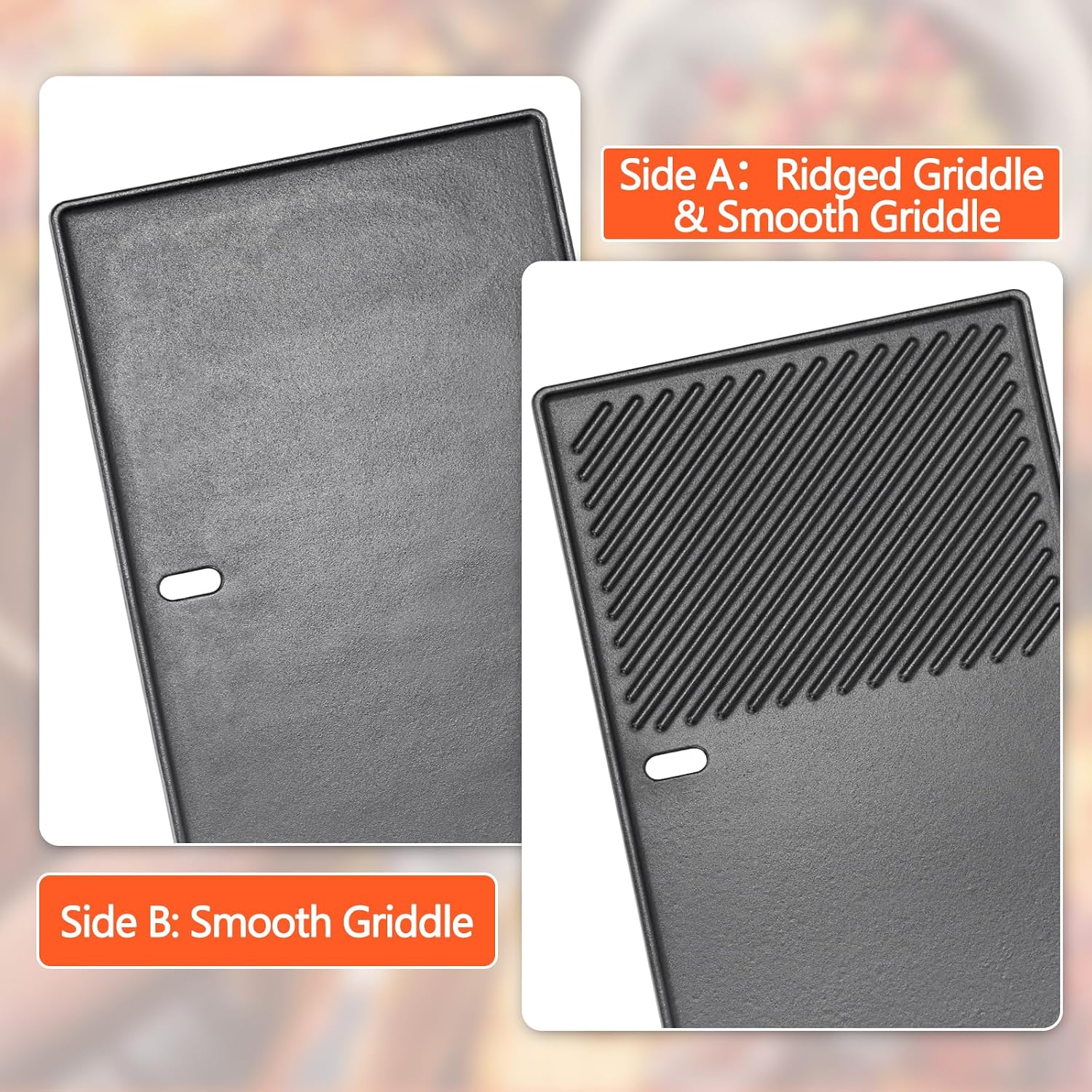 QuliMetal Reversible 7598 Griddle Replacement and 17.5' Grill Grates 15.3' Flavorizer Bars for Weber Spirit 300 & GS4 Spirit II 300, Spirit E-310 E-315 Grills with Front Control Knobs