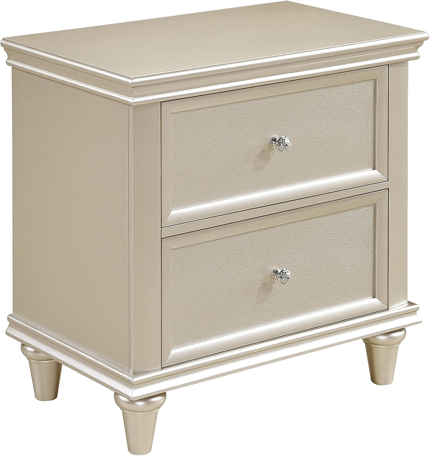 3Pc Beautiful Bedroom Furniture Set Full Size Bed and Two Nightstands Upholstered Headboard Silver Finish Traditional Modern