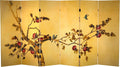 Red Lantern 4 ft. Short Double Sided Plum Tree Canvas Folding Screen 6 Panel Freestanding Partition and Separator for Modern and Contemporary Bedroom, Home Office, Studio, Dorm, Apartment
