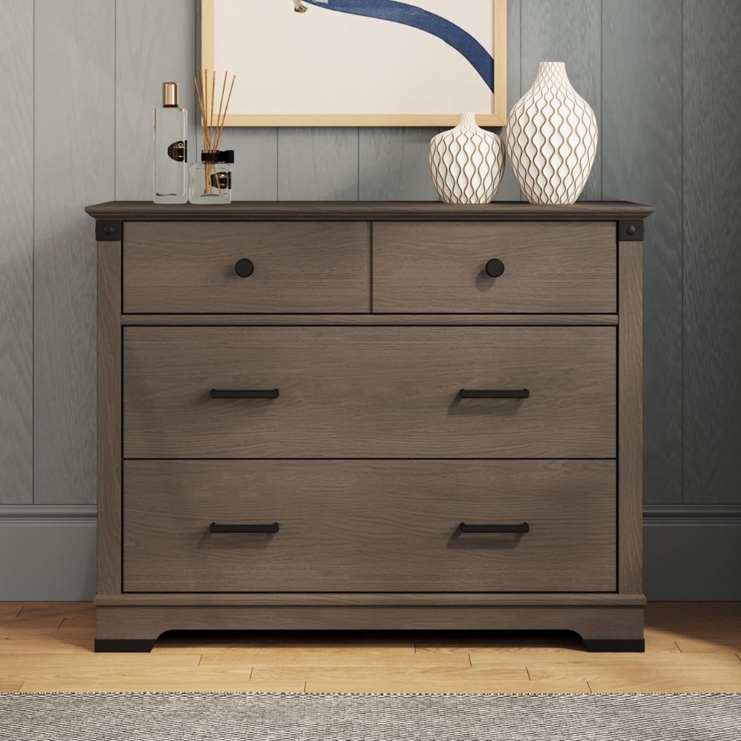 Child Craft Redmond Full Panel Crib, Dresser and Chest Nursery Set, 3-Piece, Includes 4-in-1 Convertible Crib, Dresser and Chest, Grows with Your Baby (Dapper Gray)