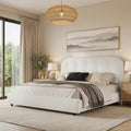 BarnFurin Queen Bed Frame, Boucle Upholstered Platform Bed with Headboard, Cloud Bed Frame, Soft Rounded Corners, No Box Spring Required, Easy Assembly, White