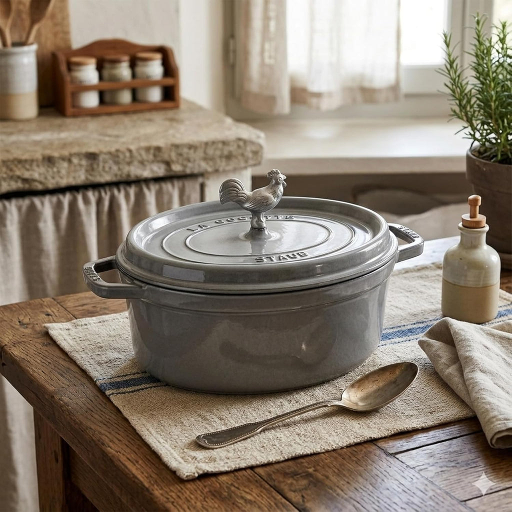 Staub Cast Iron 5.75-qt Coq au Vin Cocotte - Graphite Grey, Made in France