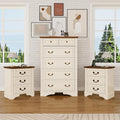 Farmhouse Dresser and Nightstand Sets, 6-Drawer Dresser & 3 Drawer Nightstand Sets, 3 Pieces Rustic Wood Bedroom Furniture Set for Home, Bedroom, Hallway(White)