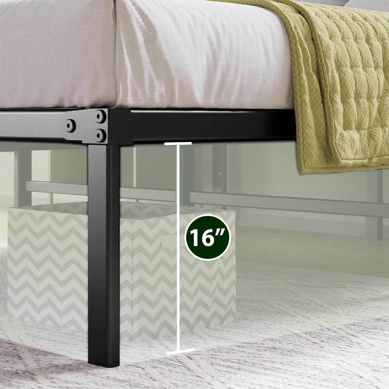 ZINUS Yelena 18 Inch King Metal Platform Bed Frame, Steel Slat Support, No Box Spring Needed, Eco Friendly WonderBox(TM) Packaging, Easy Assembly, Black