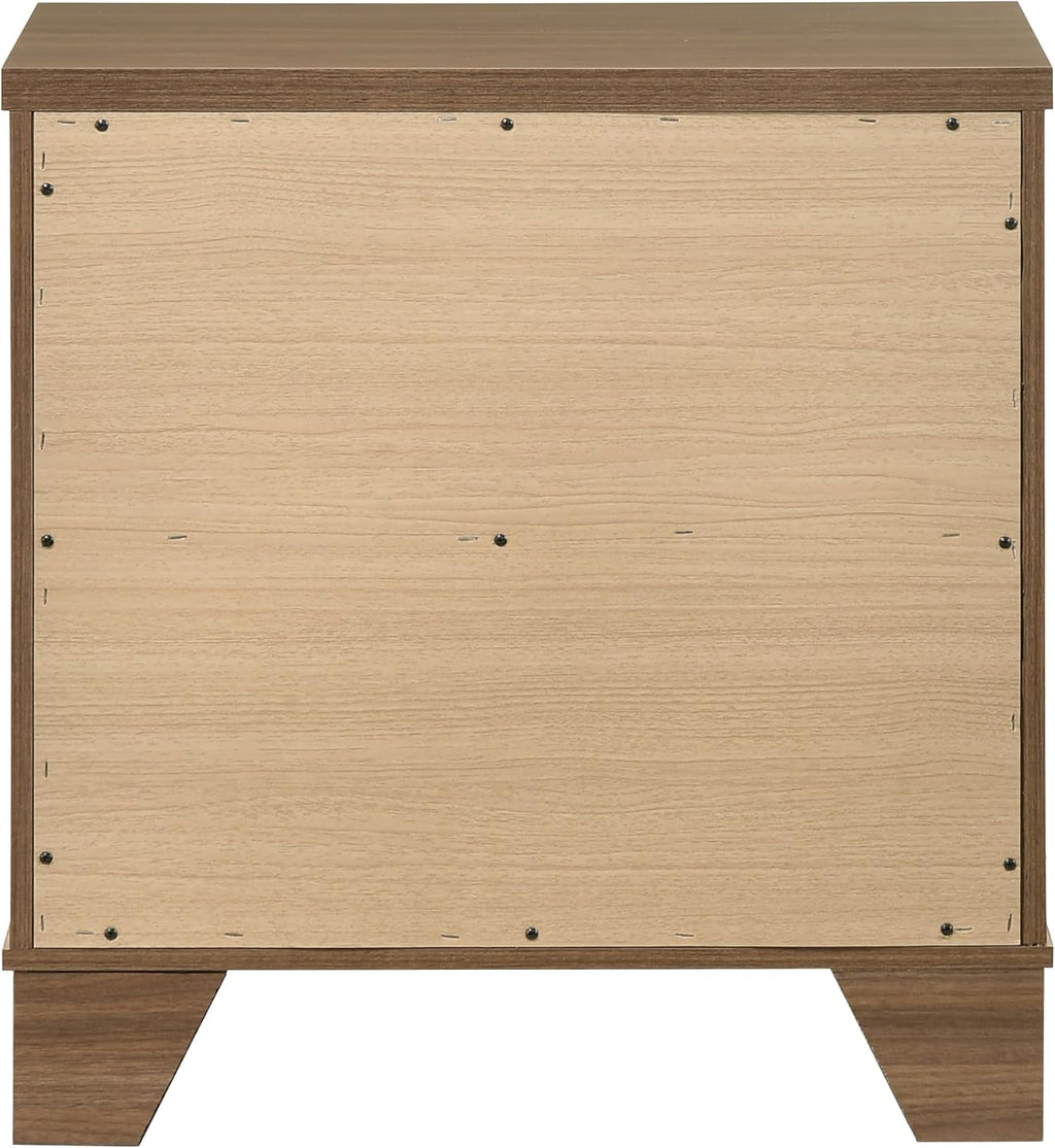 Furniture of America Nomal Modern Solid Wood 5-Piece Bedroom Set with Recessed Panel Headboard Bed, Metal Center Glide on Nightstands and Dresser with Mirror, Box Spring Needed, King, Chestnut Brown