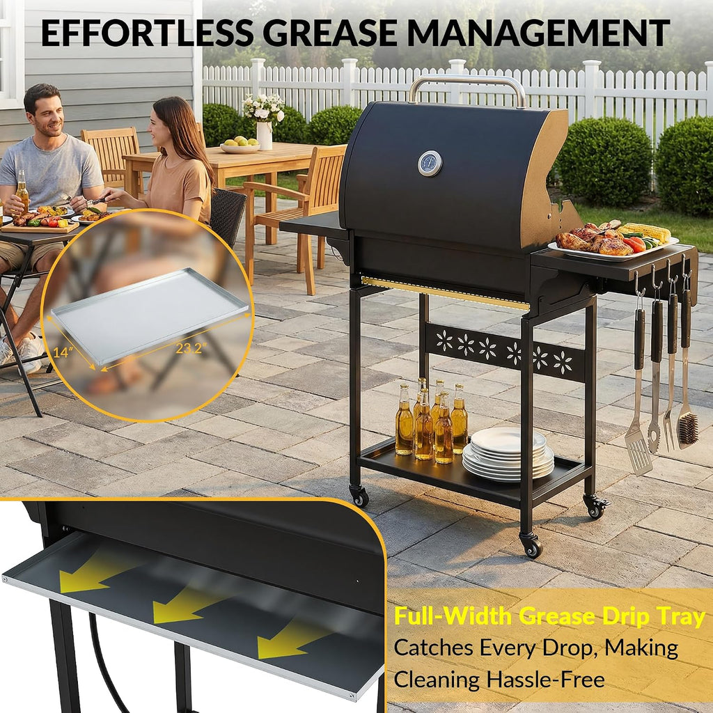 MAGIC UNION 4-Burner Propane Gas Grill with Side Burner, Portable Outdoor BBQ Grill with Wheels, Stainless Steel Grates, Side Tables & Spice Rack, 50000 BTU for Patio, Camping & Outdoor Cooking