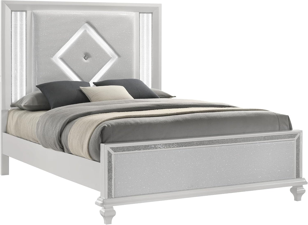 New Classic Furniture Stardust Wood Queen Bed, White