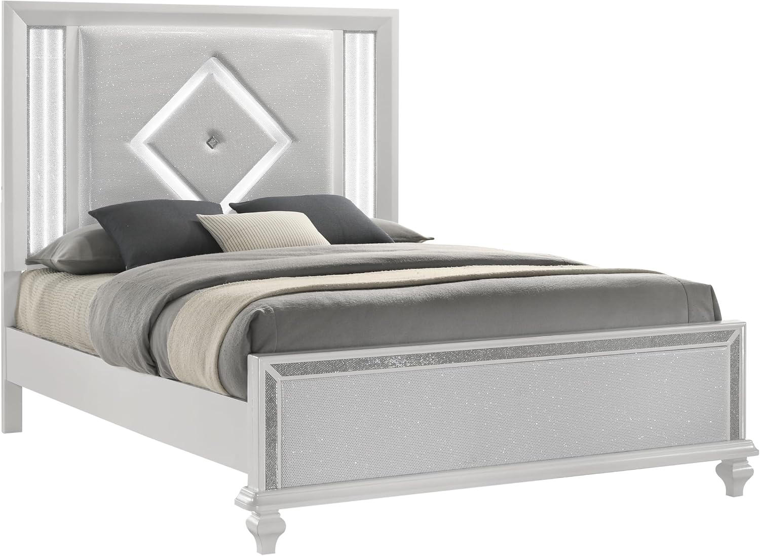 New Classic Furniture Stardust Wood Queen Bed, White