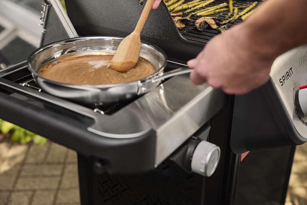 Weber Spirit E-435 Liquid Propane Gas Grill for Outdoor Cooking, 4 Burners and 1 Side Burner, Black – Porcelain-Enameled Cast-Iron Grates, 2 Boost Burners, Sear Zone