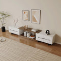 Extendable TV Stand, Modern TV Console with 4 Large Drawers and Adjustable Shelves, Entertainment Center Fits Up to 120' TV, Media Console for Living Room, Walnut & White (Extendable 74.8'-102.3')