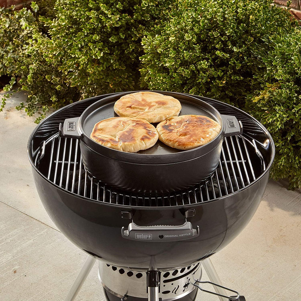 Weber Duo Dutch Oven, 7.25 Qt – Multi-Purpose Porcelain‑Enameled Cast‑Iron Dutch Oven & Flat‑Top Griddle-Style Lid