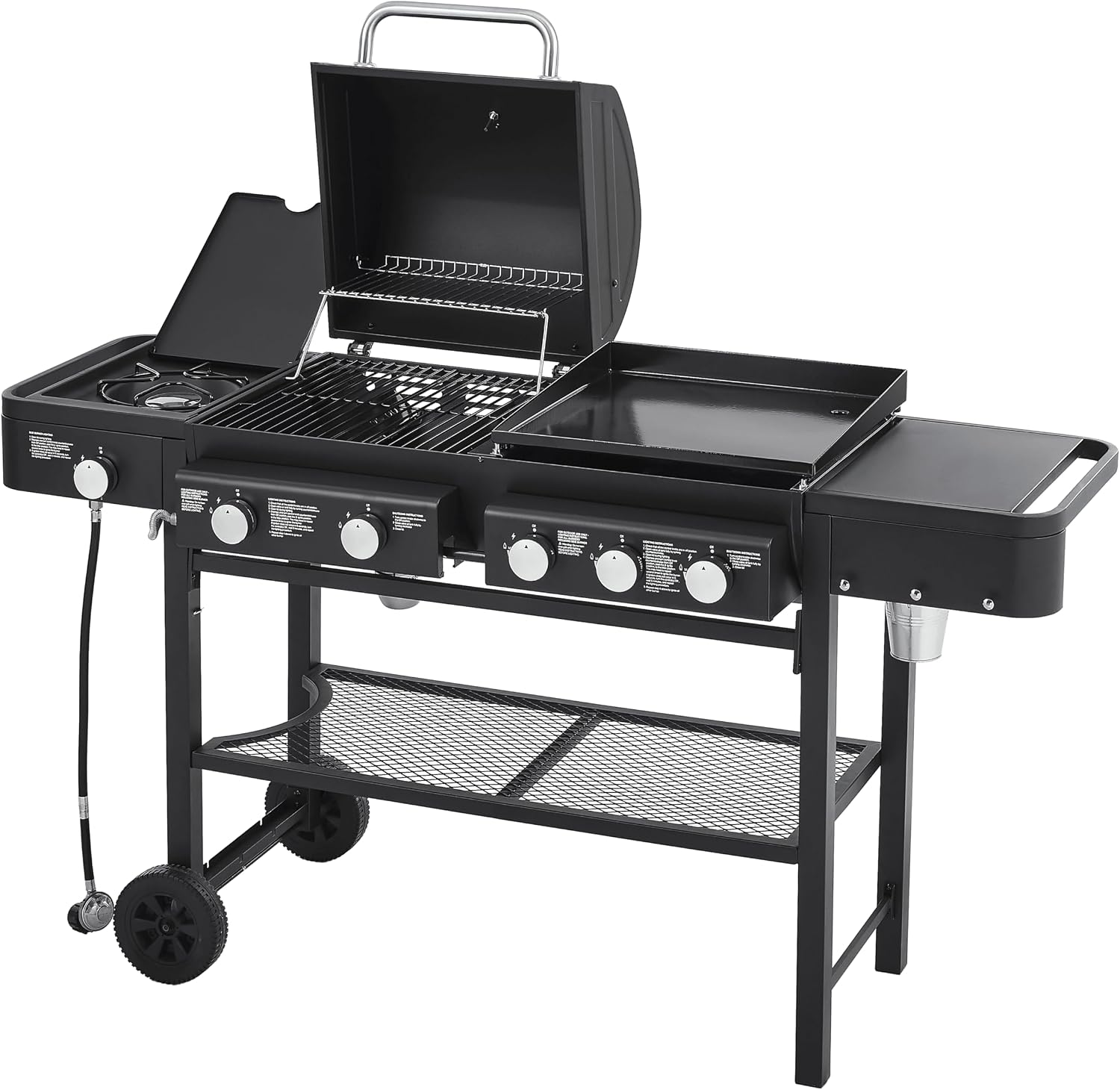 6-Burner Propane Gas Grill with Griddle Combo, 56,000 BTU Outdoor BBQ Grill with Side Burner, 745 Sq.In Total Cooking Area, Enamel-Coated Grates, Heavy-Duty Stand for Backyard Patio