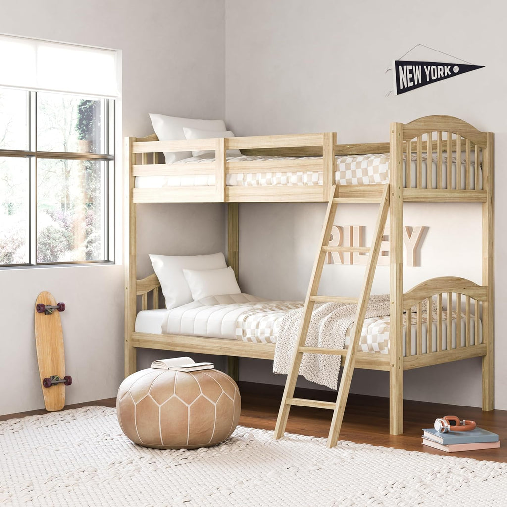Storkcraft Long Horn Twin-Over-Twin Bunk Bed (Natural) - GREENGUARD Gold Certified, Converts to 2 Individual Twin beds