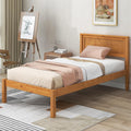 Merax Wood Platform Bed with Headboard, Platform Bed with Wood Slat Support, No Box Spring Needed,Twin Size,Oak Color