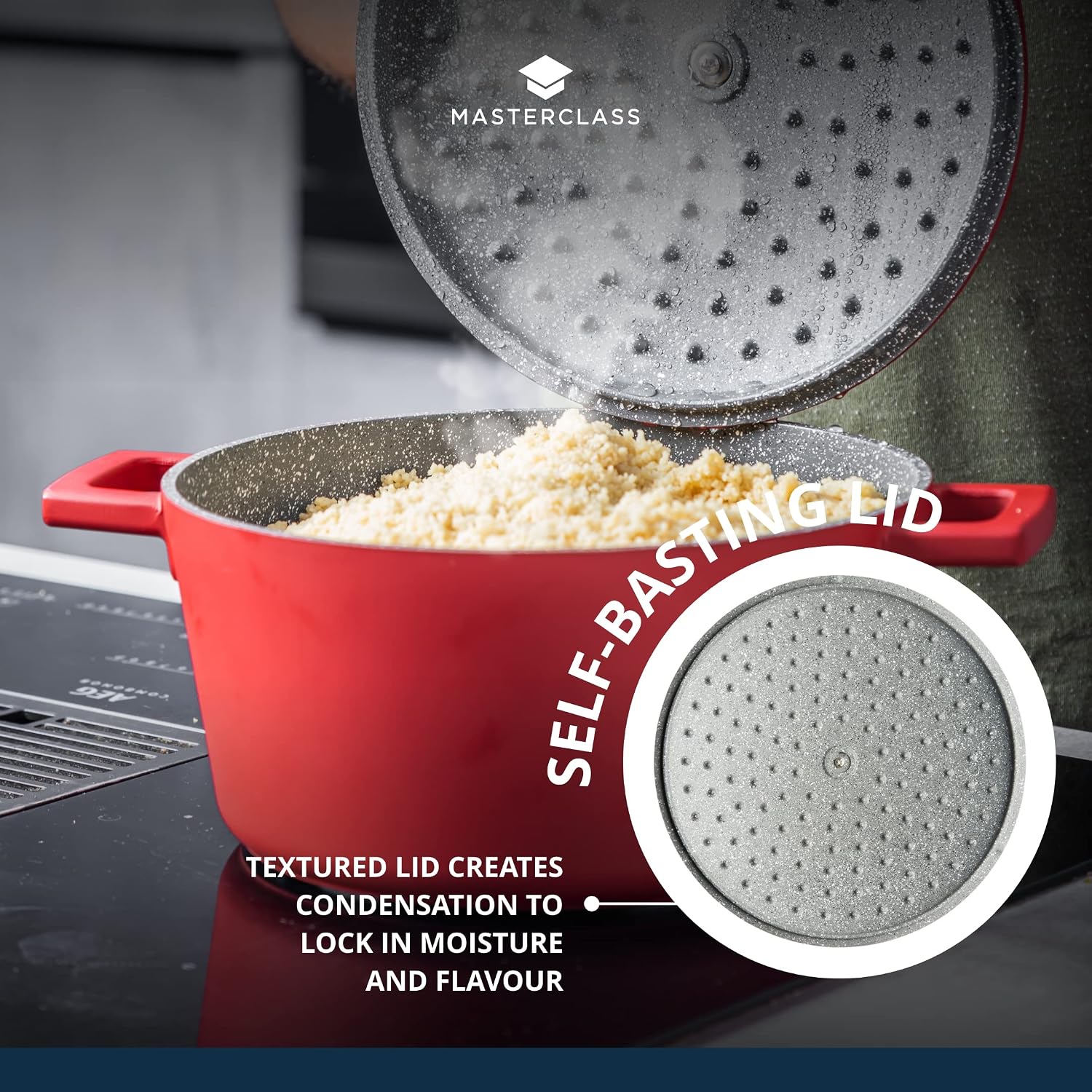 MasterClass Cast Aluminium Red Casserole Dish, 28cm, 5 Litre, Gift Boxed