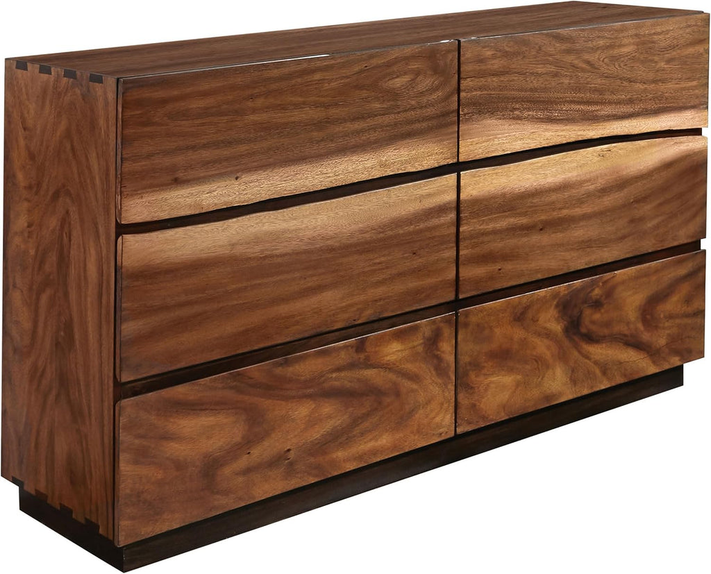 Coaster Home Furnishings Winslow Farmhouse 4-Piece Bedroom Set Live Edge Eastern King Size Panel Bed Frame 52-inch Headboard Smokey Walnut 223250KE-S4