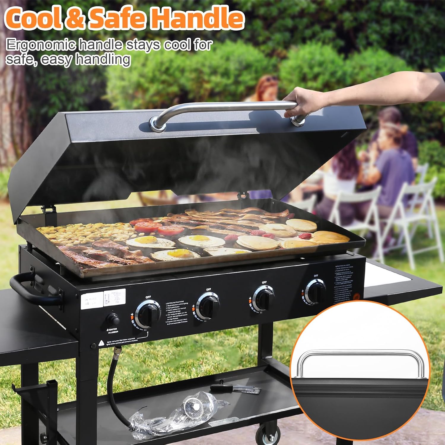 Griddle Lid for 36' Blackstone Griddle, Back-hinged Design Hard Cover with Durable Handle – Heat Retaining, Fits 36' Griddles Models 1554 1863 1825 1818 1565 1560 and Other 36' Griddles