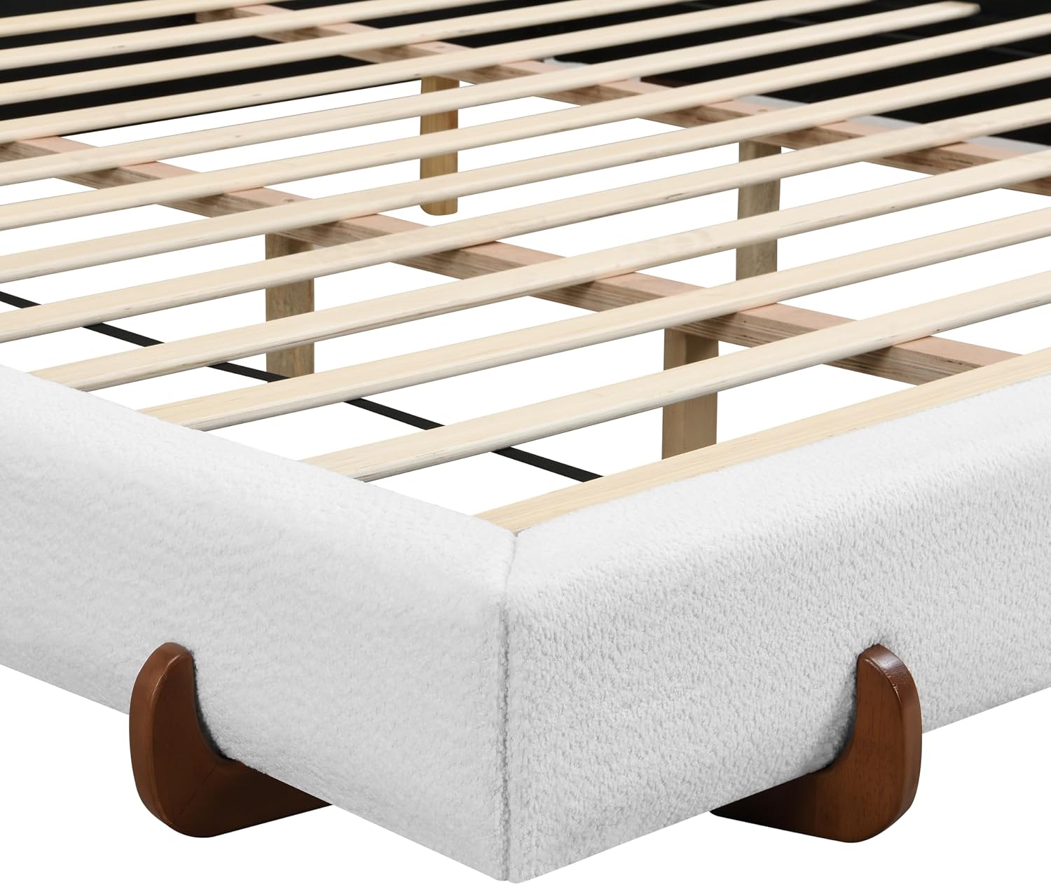 Christopher Knight Home Destin Modern California King Size Bed Frame and Headboard, Solid Wood California King Platform Bed Frame with Upholstered Headboard, No Box Spring Needed, Easy Assembly, White